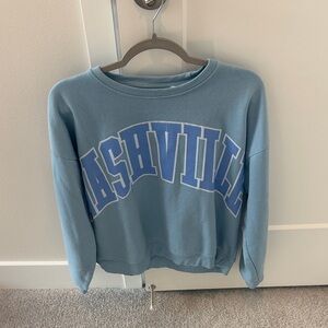 Light Blue 'Nashville' Crewneck Sweatshirt - Women's Casual Pullover